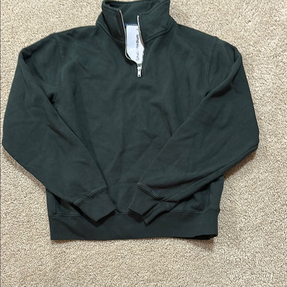 Brandy Melville Green Zip Up Sweatshirt